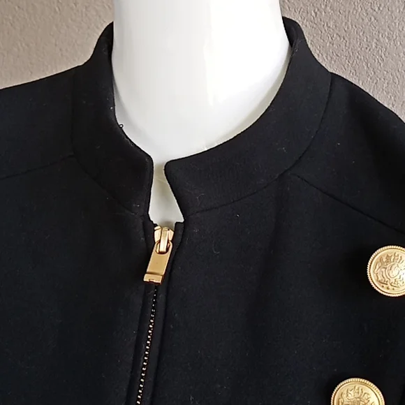 Forever New Black coat with gold buttons size 12 - Picture 5 of 12